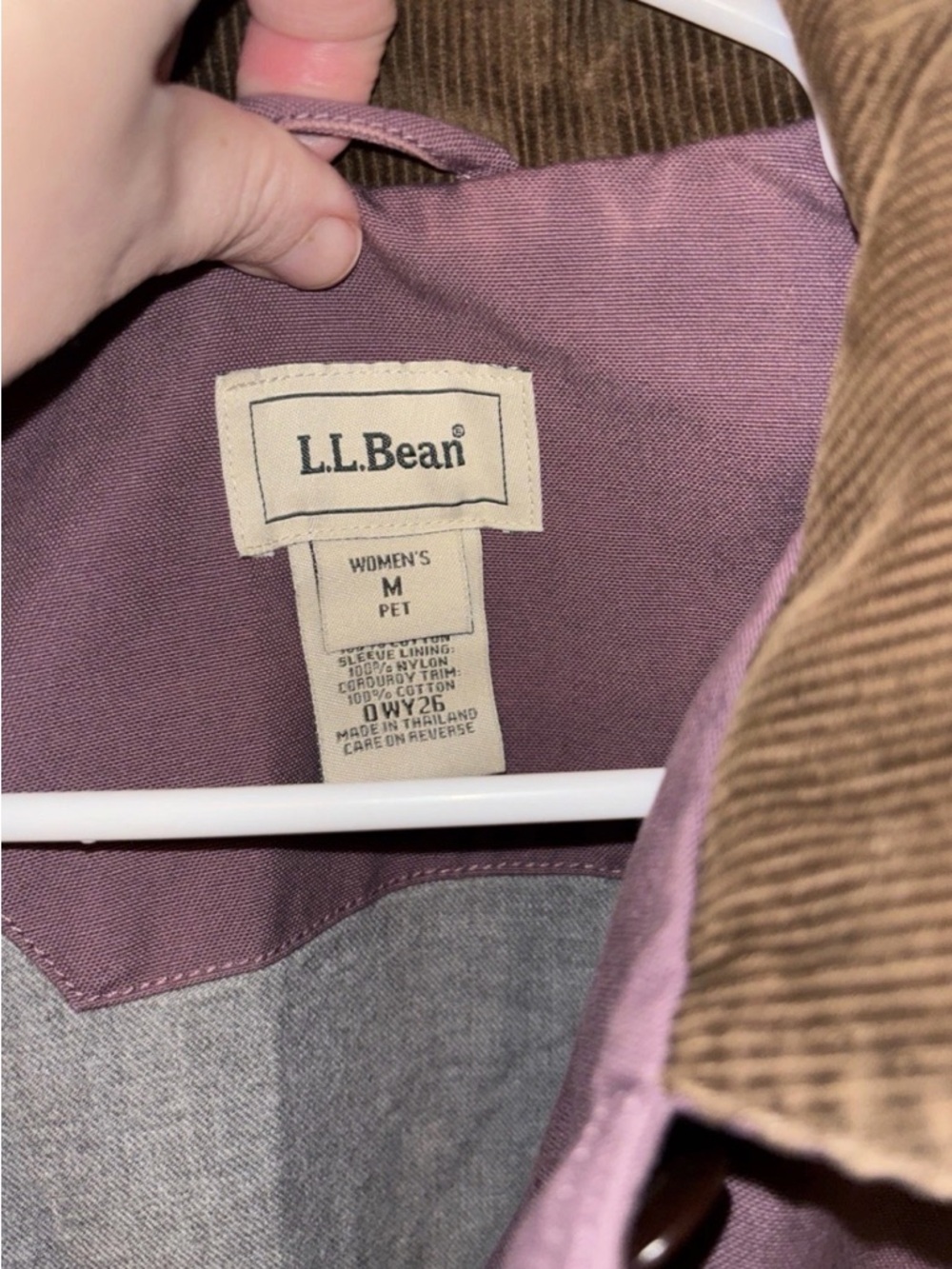 L.L. Bean Women's Plum Utility Jacket with Brown Corduroy Collar - Picture 2 of 6